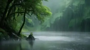 Soft Rain Over Emerald Forest