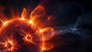 Solar Flares Erupting From Sun Surface