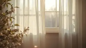 Spring Breeze Moving Curtains Near Open Window