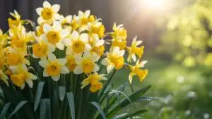Spring Daffodils Bright Sunlight Photo