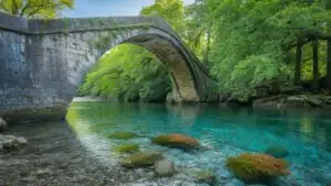 Stone Bridge Over Clear River