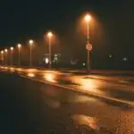 Street Lights in Empty Night Road