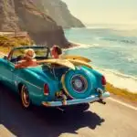 Summer Road Trip Car on Coastal Highway
