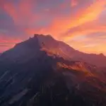 Sunset Glow Over Mountain Ridge