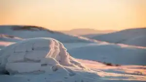 Sunset Light Hitting Snowy Hills