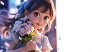 Sweet Anime Character Bathed in Soft Morning Glow