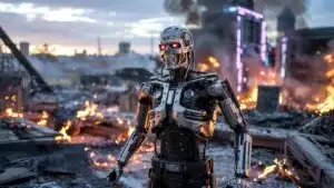 T-800 Rising From Post-Apocalyptic Flames