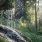 Tall Waterfall With Soft Mist at Base
