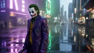 The Joker in Futuristic Dystopian Alley