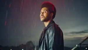 The Weeknd Standing Under Red Rain