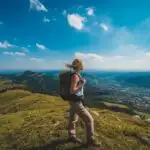 Traveler Resting on Hilltop with View