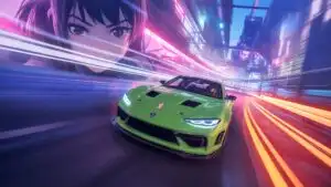 Urban Speed Anime Girl Driver at Midnight