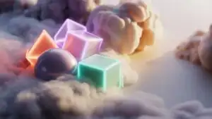 Vapor Mist Surrounding Pastel Neon Shapes