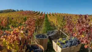 Vineyard Autumn Colors Harvesting Season