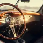 Vintage Car Steering Wheel With Classic Logo