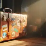 Vintage Suitcase With Travel Stickers