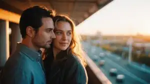 Warm Embrace Under City Sunset Light