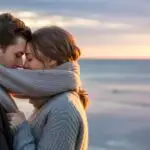 Warm Moment Wrapped in a Scarf Together