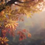 Warm Sunset Glow Touching Blurred Leaves