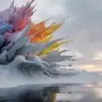 Watercolor Blots Expanding Over Canvas