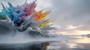 Watercolor Blots Expanding Over Canvas