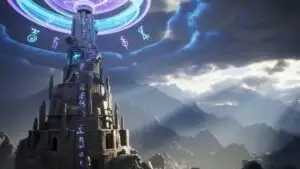 Wizard Tower With Storm Clouds Above