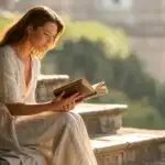 Woman Reading While Sitting on Outdoor Steps