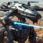 Advanced Combat Drone Repairing Futuristic Battle Mech