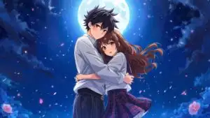 Anime Boy And Girl Hugging School Uniform