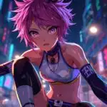 Anime Girl Under Neon Lights