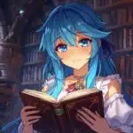 Anime Magic Librarian Girl Reading Ancient Book