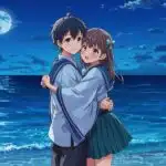 Anime Moonlit Ocean Embrace