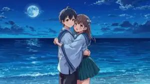 Anime Moonlit Ocean Embrace