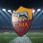 AS Roma Stadium Crest Under Floodlights