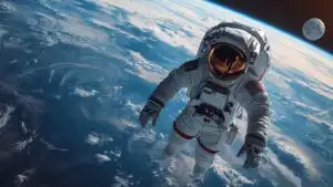 Astronaut Floating Above Earth Scene
