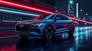 Audi Q8 e-tron Electric SUV in Neon City Night