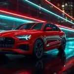 Audi SQ8 Red Performance SUV in Neon City Night