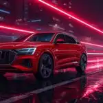 Audi SQ8 Sport SUV Racing Through Neon Light Streets