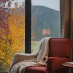 Autumn Rain Window View Cozy Indoor Scene