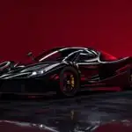 Black Ferrari LaFerrari Aperta Hypercar in Red Neon Studio