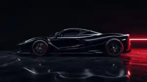Black Ferrari LaFerrari Hypercar in Dark Neon Studio
