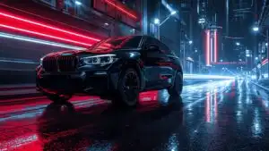 BMW X4 Black SUV with Red Neon Lights