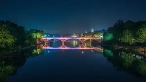 Bridge Reflections in River