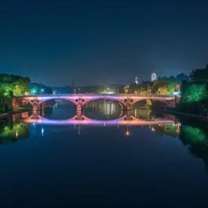 Bridge Reflections in River