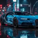 Bugatti Chiron Blue Hypercar View