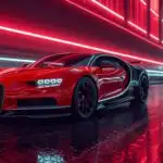 Bugatti Chiron Red Neon Night