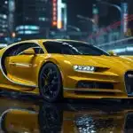 Bugatti Chiron Yellow City Lights