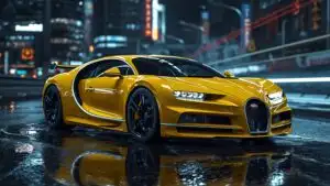 Bugatti Chiron Yellow City Lights