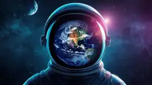Cinematic Astronaut Helmet Reflection Earth