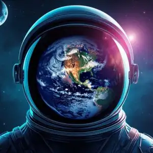 Cinematic Astronaut Helmet Reflection Earth